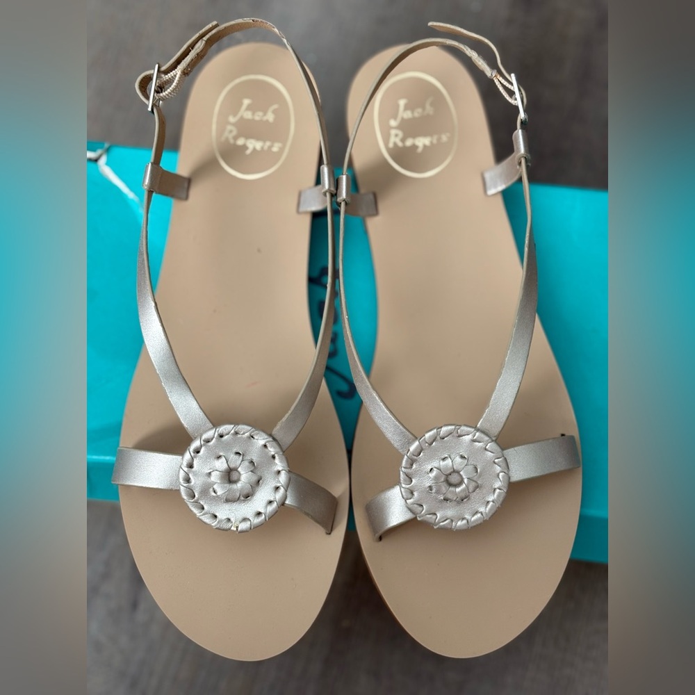 Jack Rogers Metallic Silver Sandals